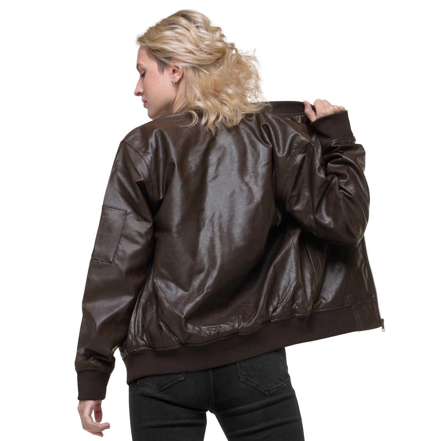 AUM Leather Bomber Jacket