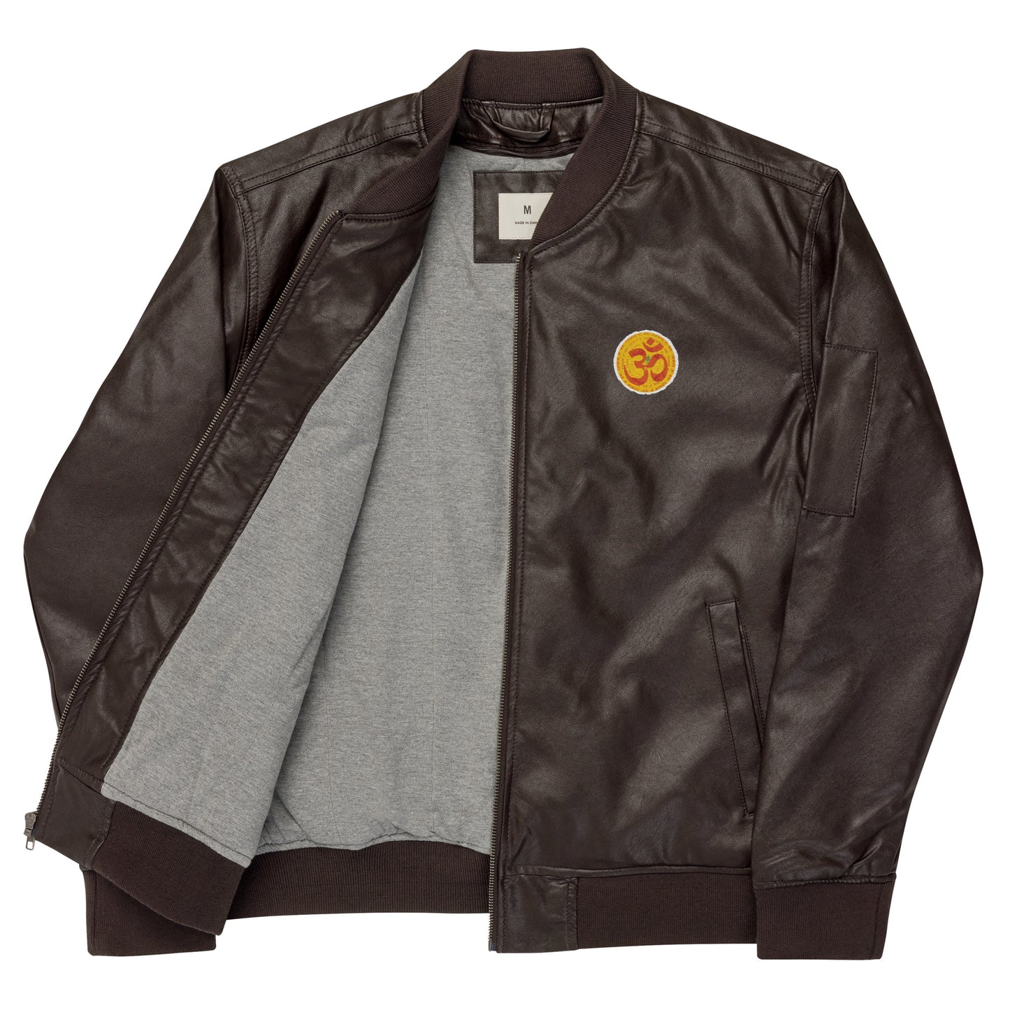 AUM Leather Bomber Jacket