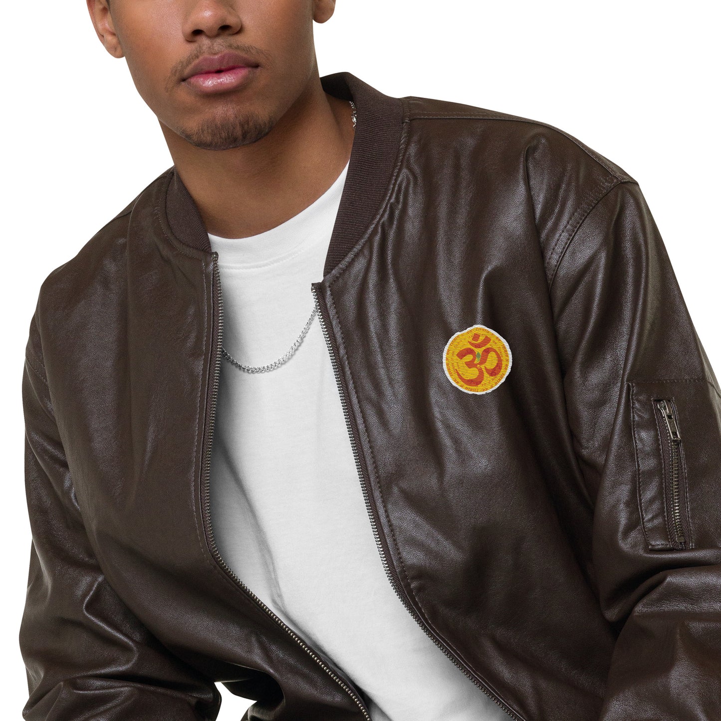 AUM Leather Bomber Jacket